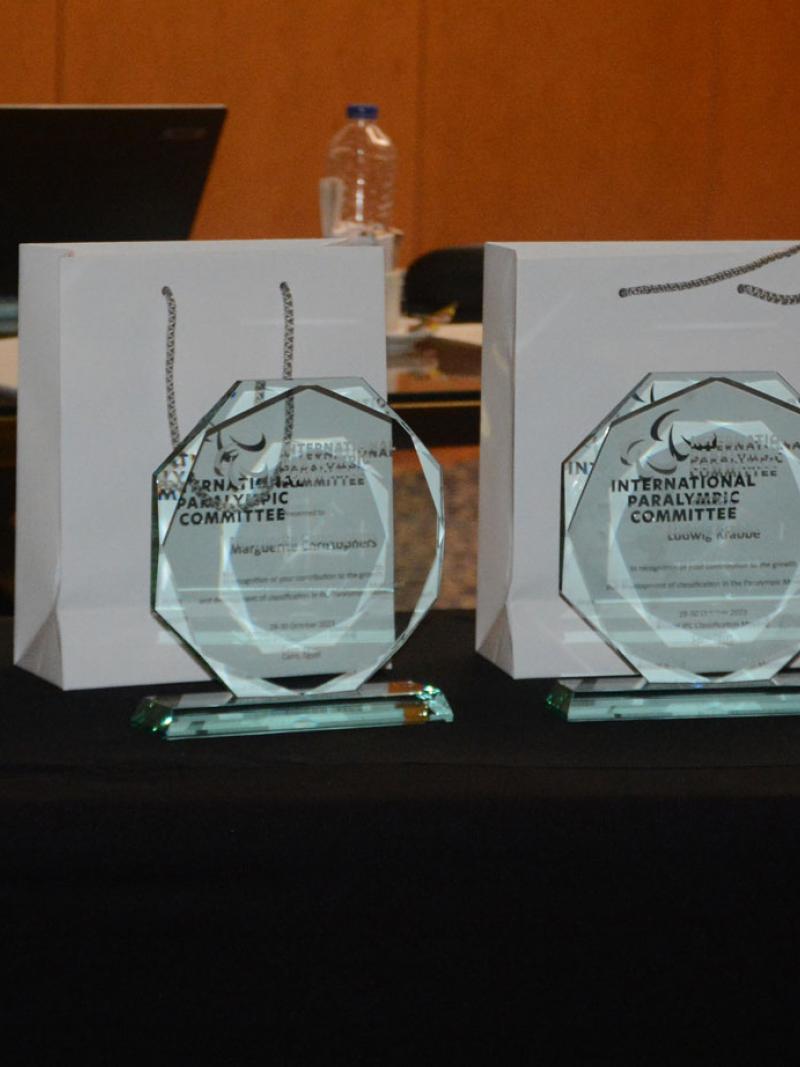 The four awards given to the recipients of the inaugural IPC Classification Recognition Awards that were announced in Cairo.