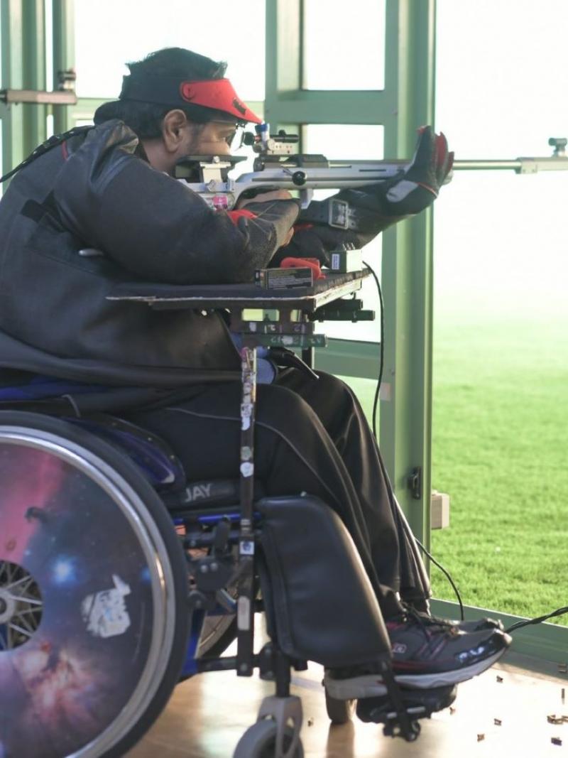 A rifle shooter in a wheelchair 