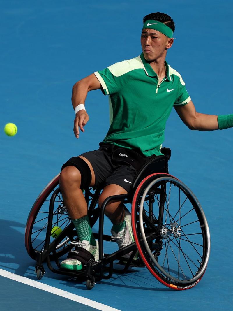 Tokito Oda, a Japanese male wheelchair tennis player, in action at the Australian Open