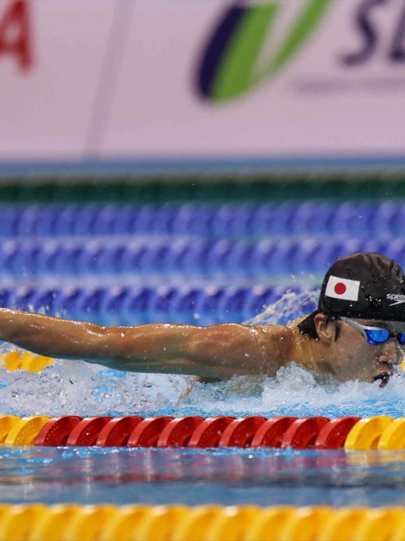 A swimmer in action