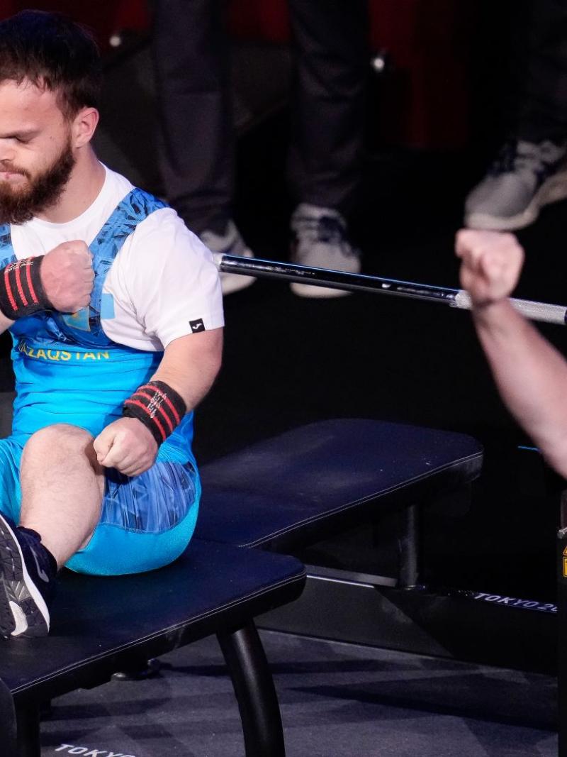 A player celebrates after a successful lift