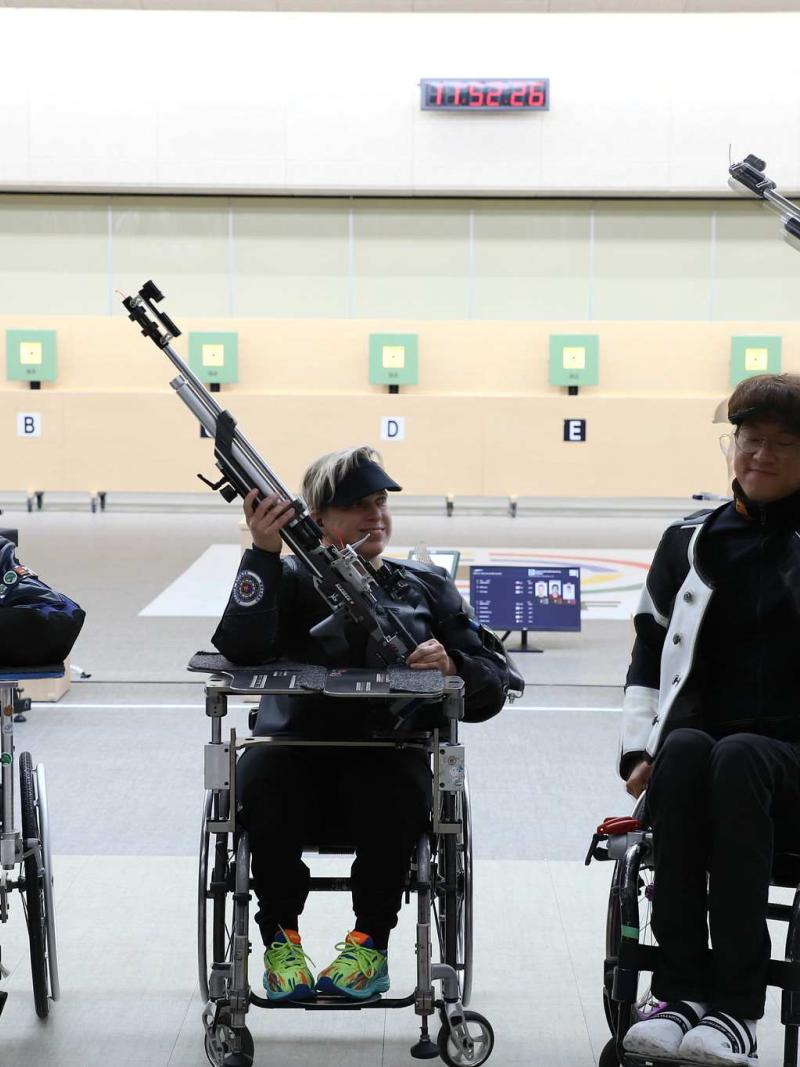 Shooters celebrate after their event