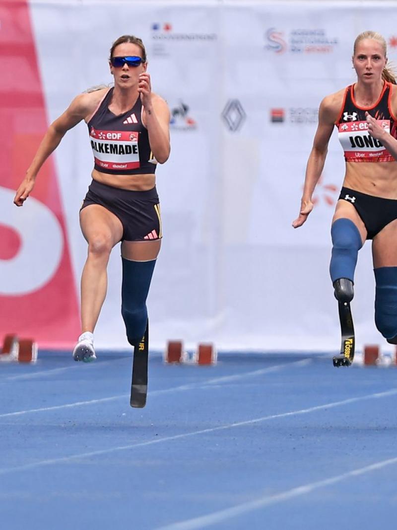 Athletes compete in a sprint