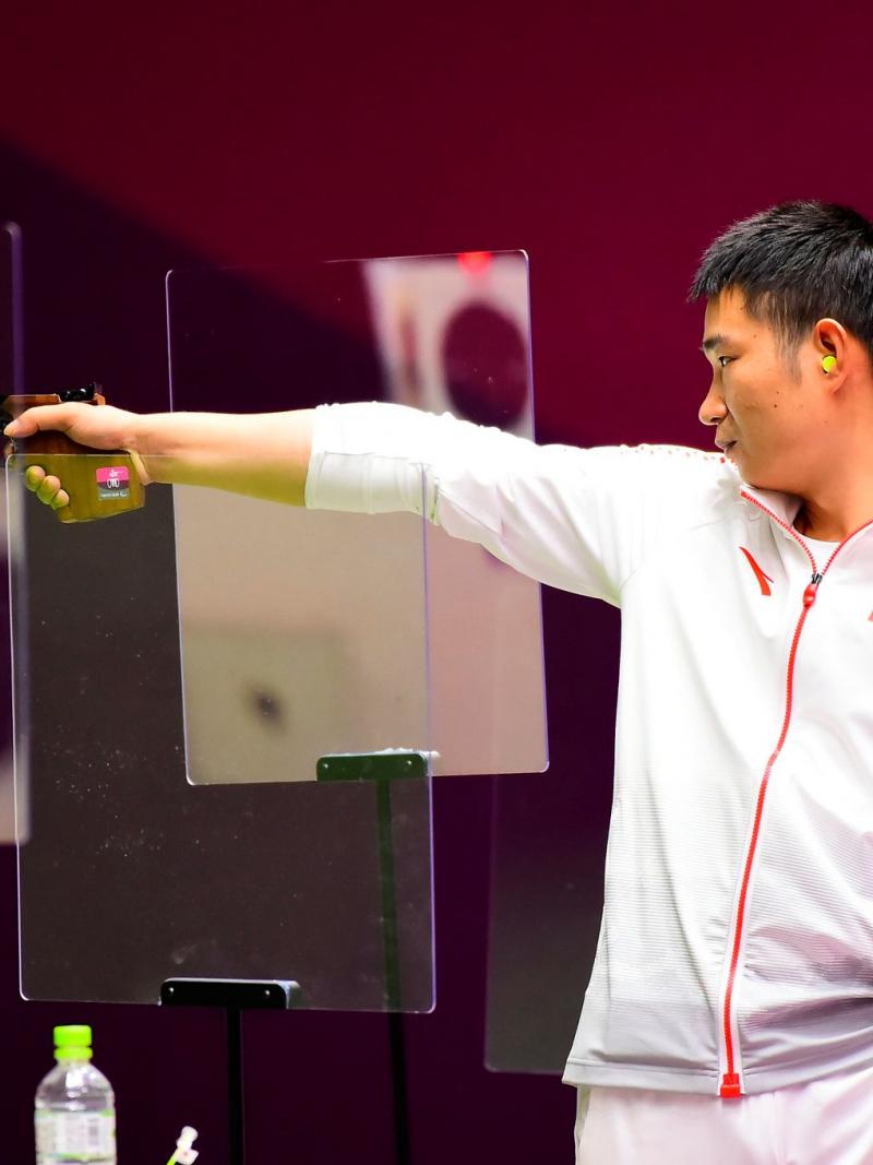 A shooter in action