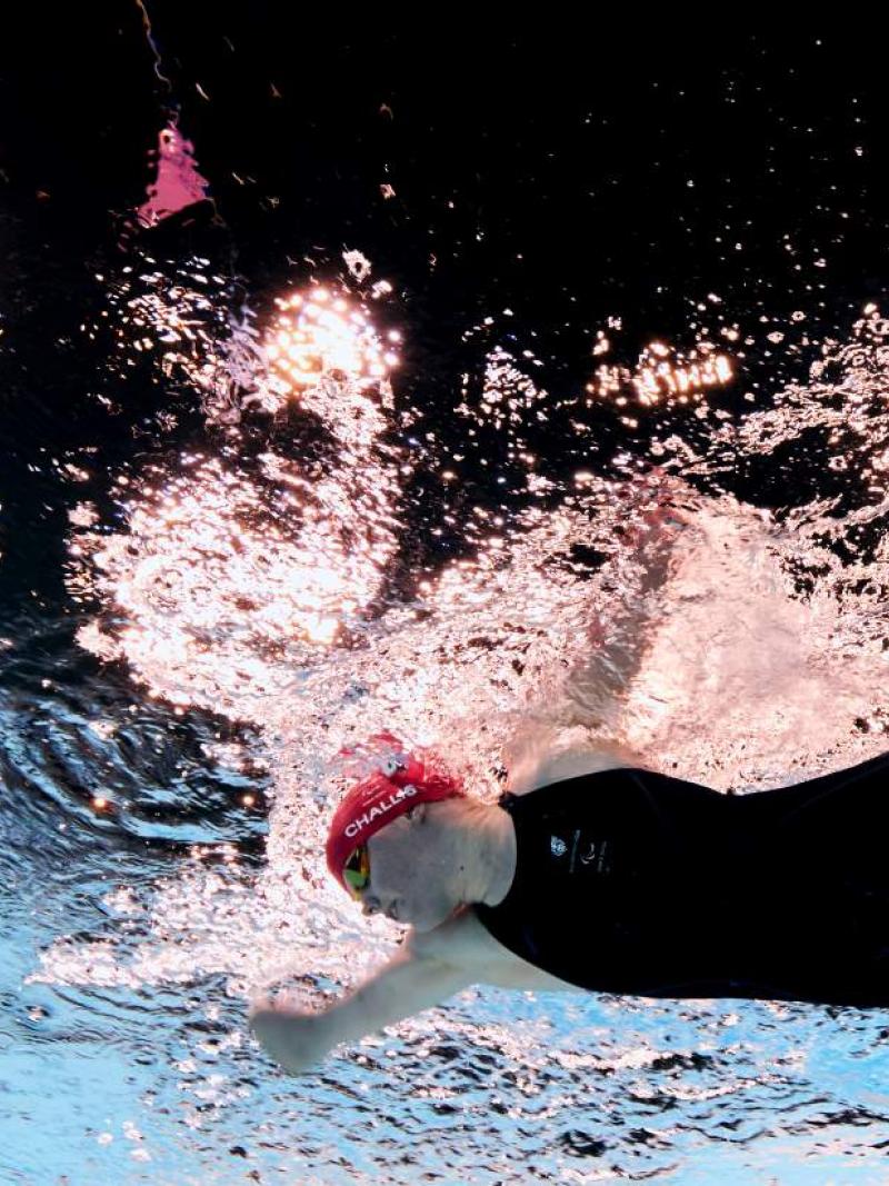 A Para swimmer in action