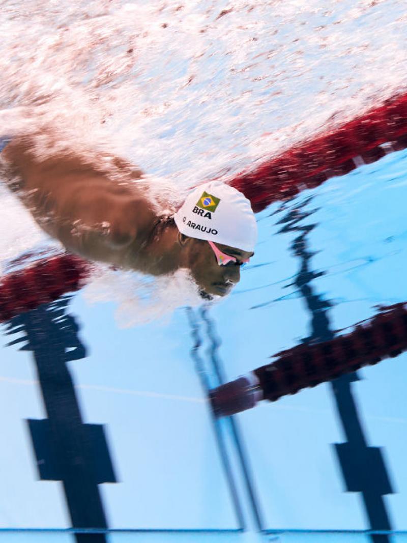 An underwater image of Brazilian swimmer Gabriel Araujo