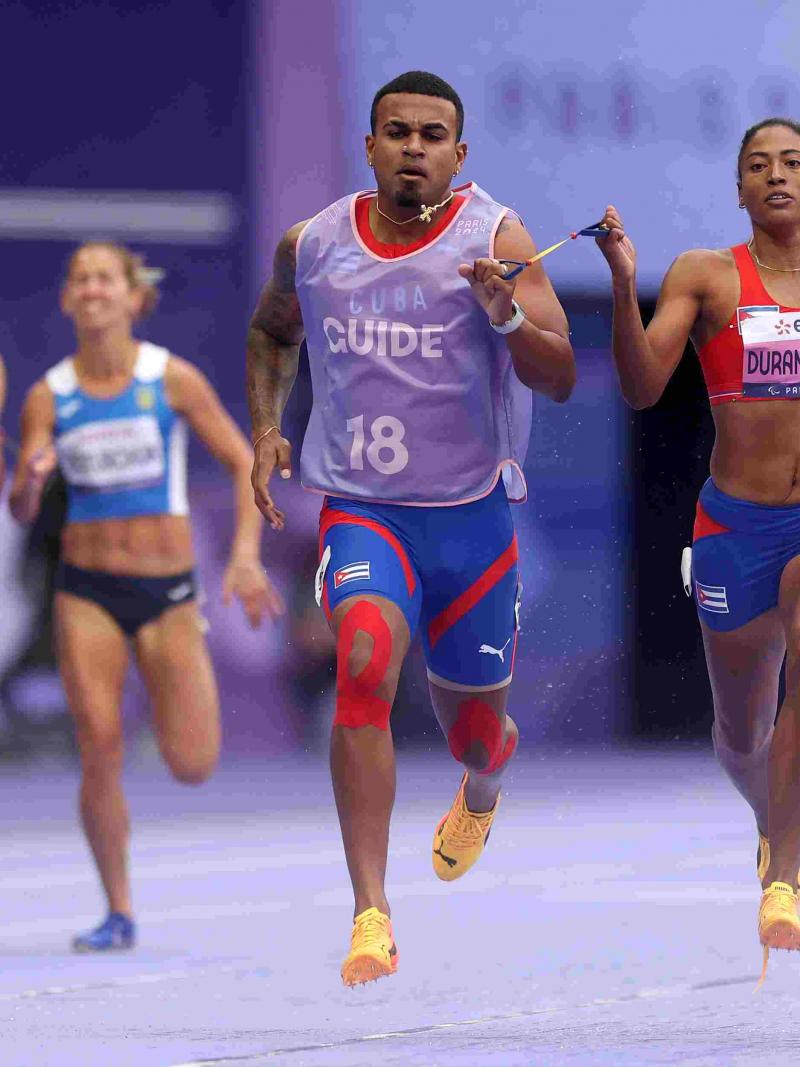Athletes competing on the track