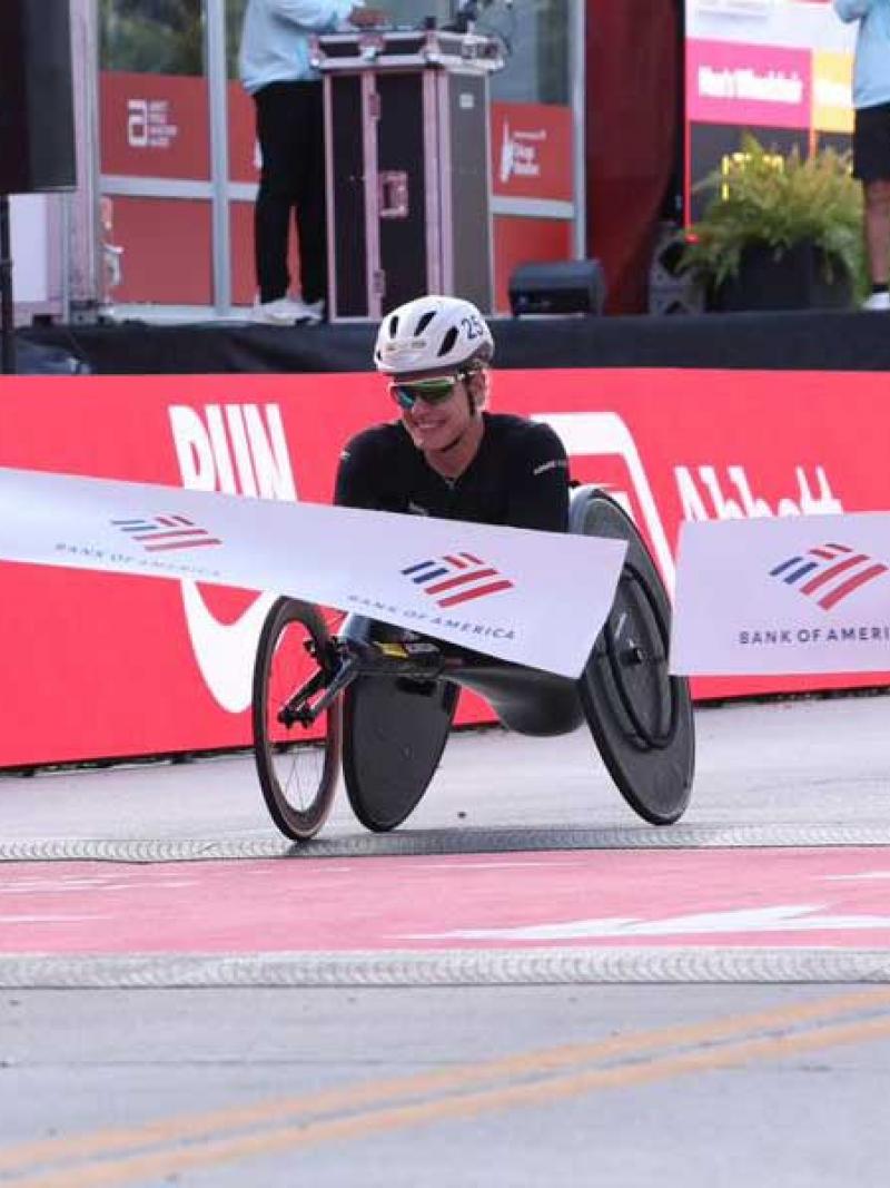 An athlete at the finish line