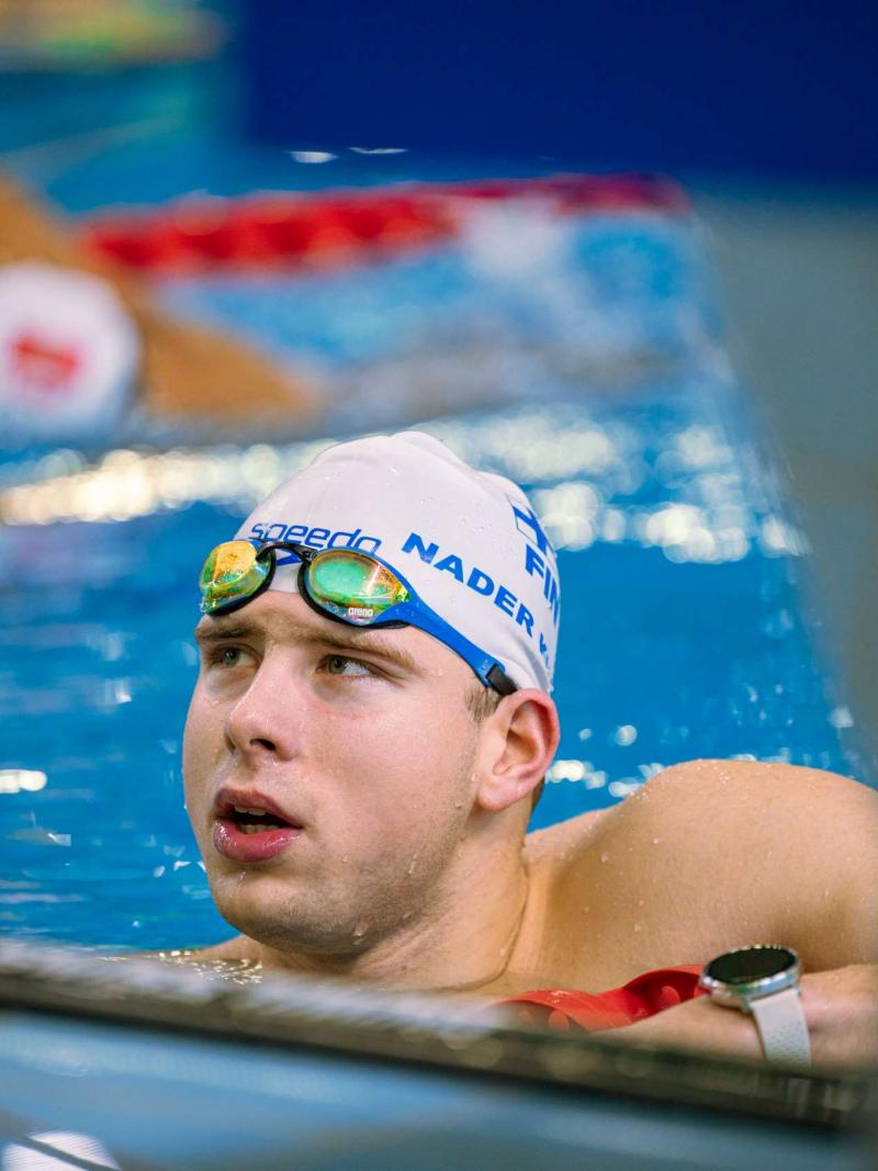 An athlete at the finish line