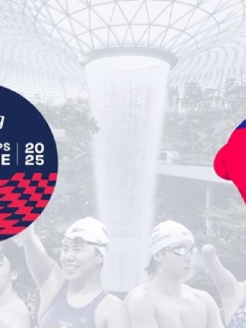 The logo and the mascot of the Singapore 2025 World Para Swimming Championships