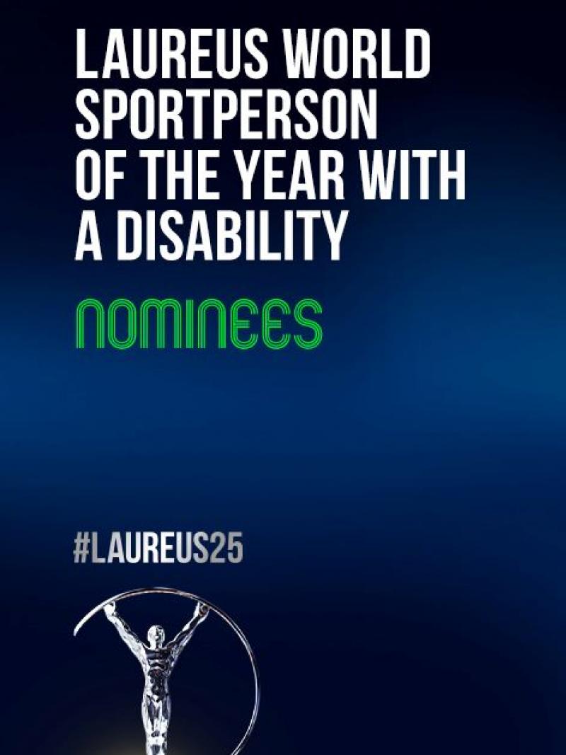 A graphic featuring six Para athletes next to the words "Laureus World Sportsperson of the Year with a Disability nominees"
