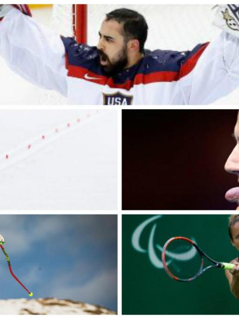 A collage of five para athletes