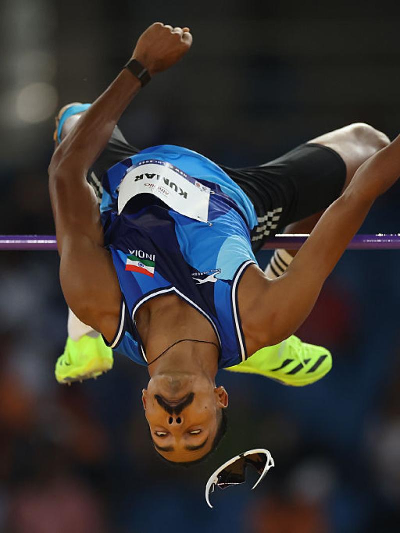 A high jumper in action