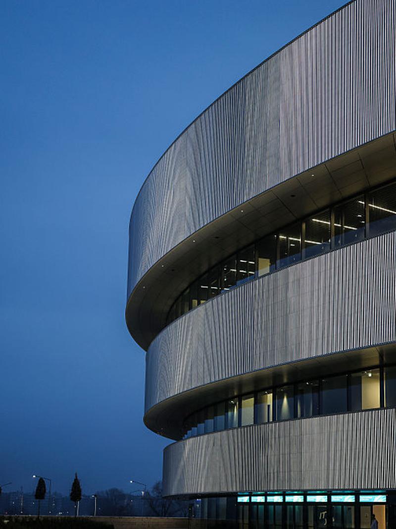 An external view of the Milano Santagiulia Ice Hockey Arena