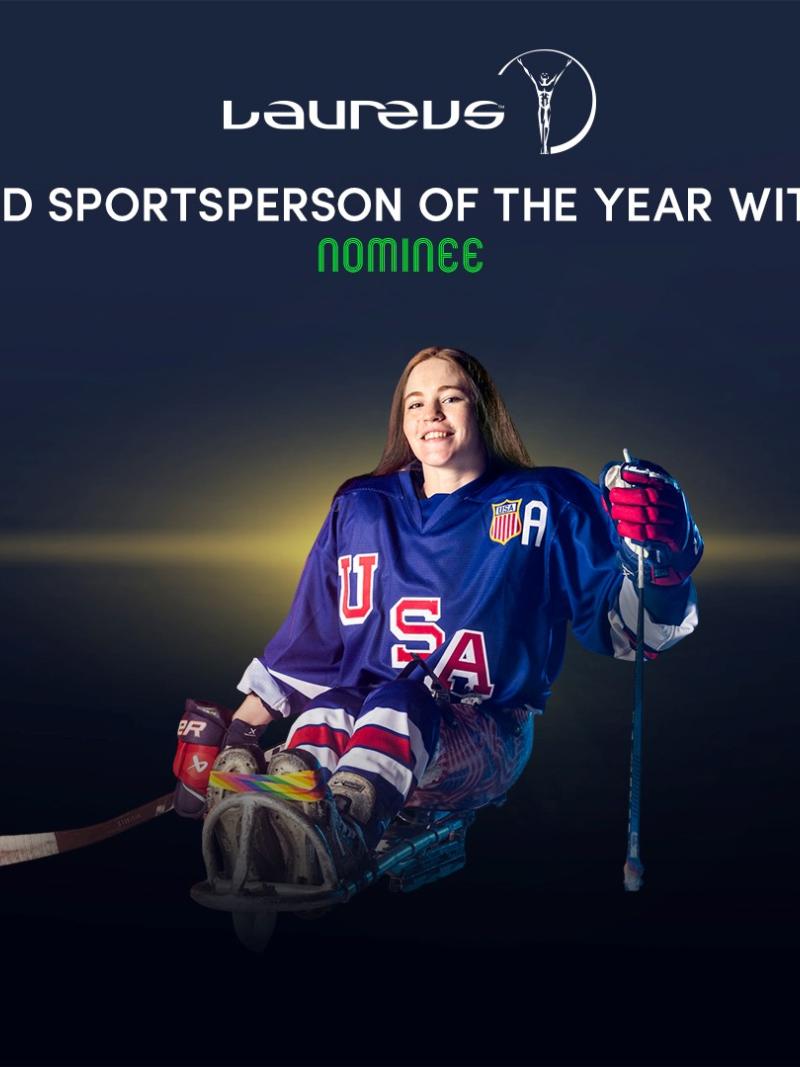 A graphic announcing Kelsey DiClaudio as Laureus 2026 nominee