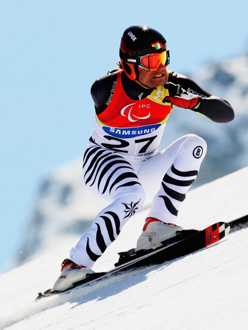Gerd Schoenfelder of Germany competes in the Men's Super G