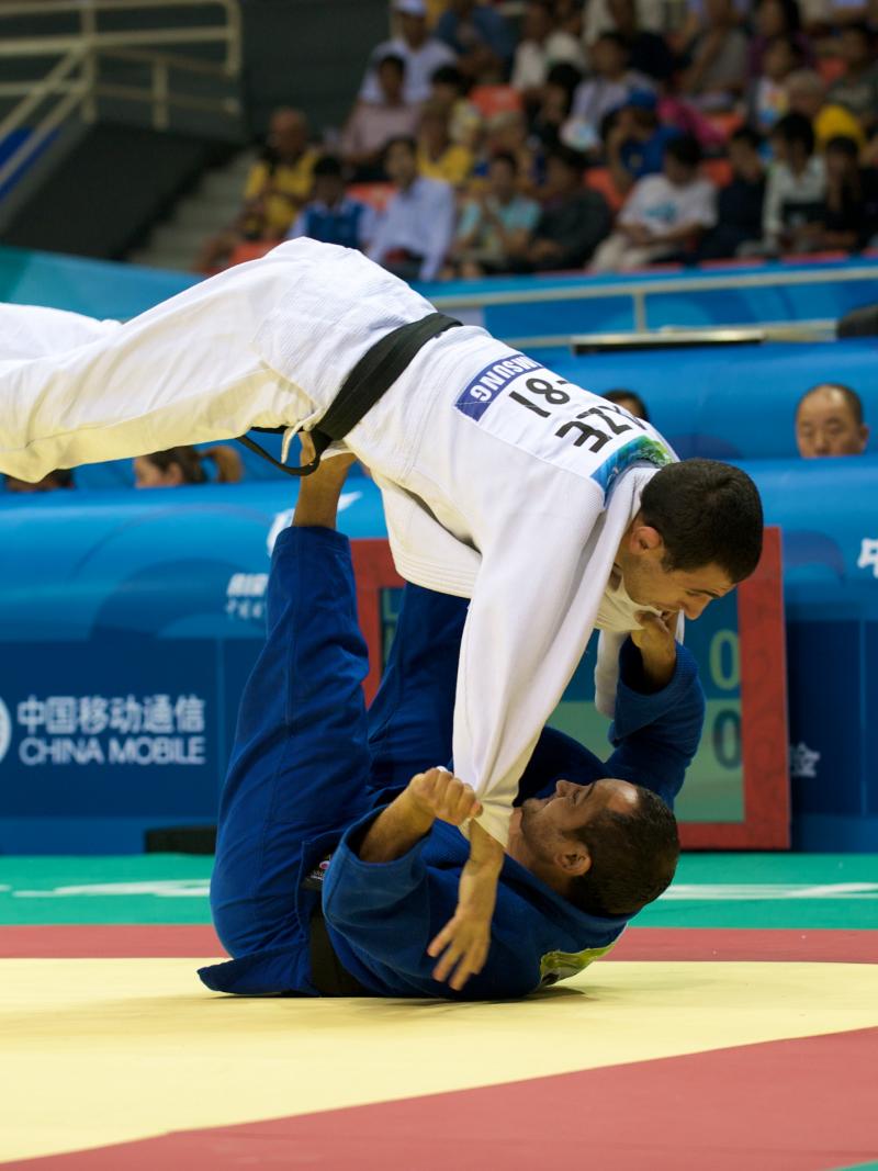 Athletes in a judo competition Beijing 2008.