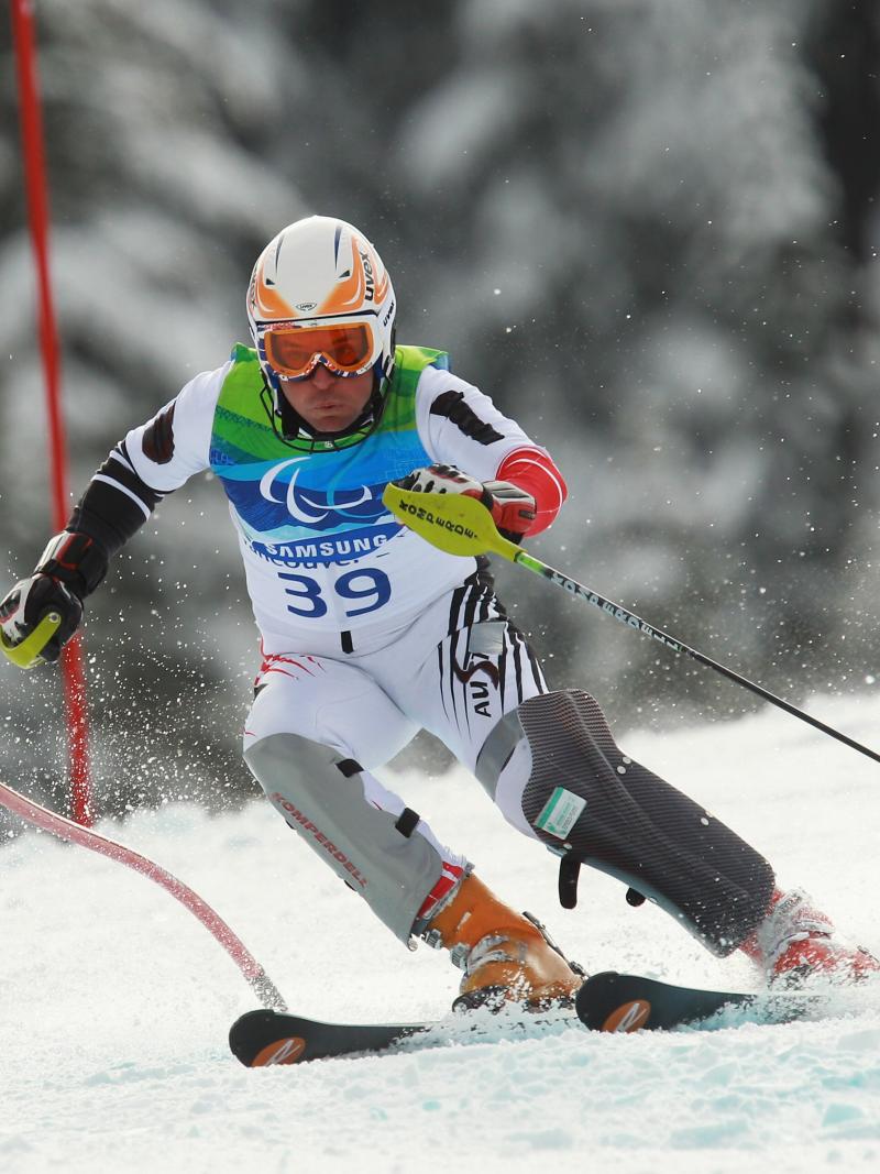 Martin Falch (AUT) competes in the Men's Standing Giant Slalom at the Vancouver 2010 Paralympic Winter Games