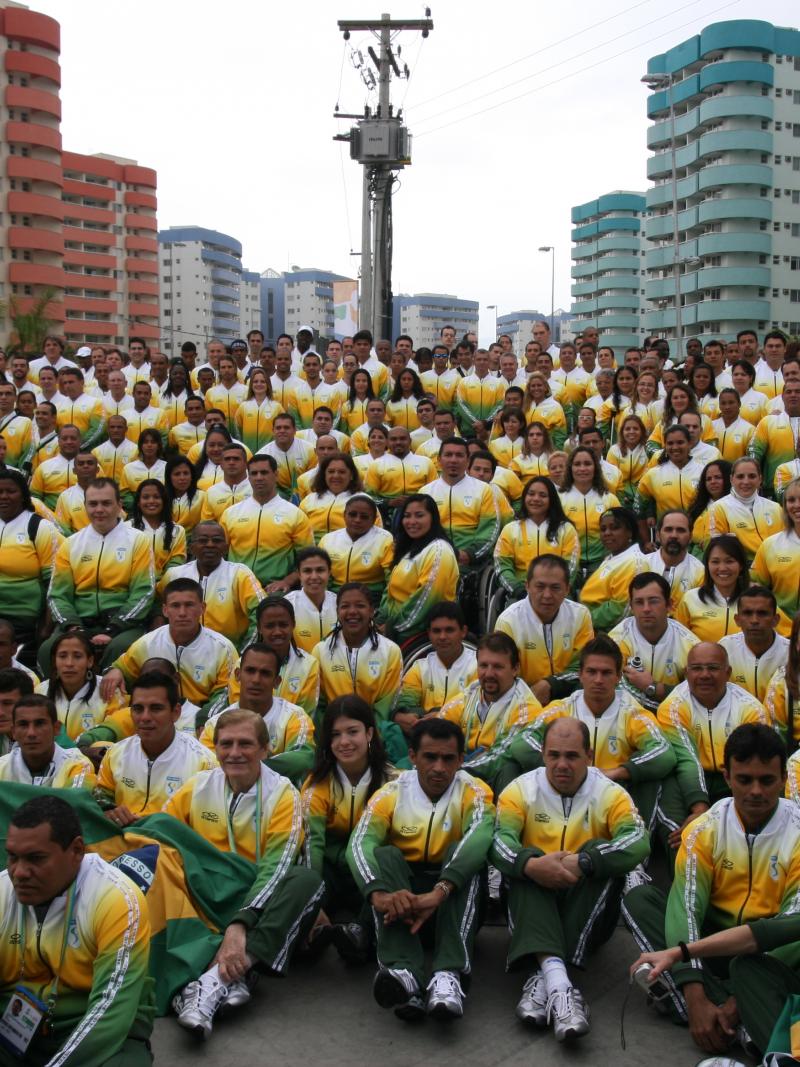 Brazil's delegation gets together for a picture