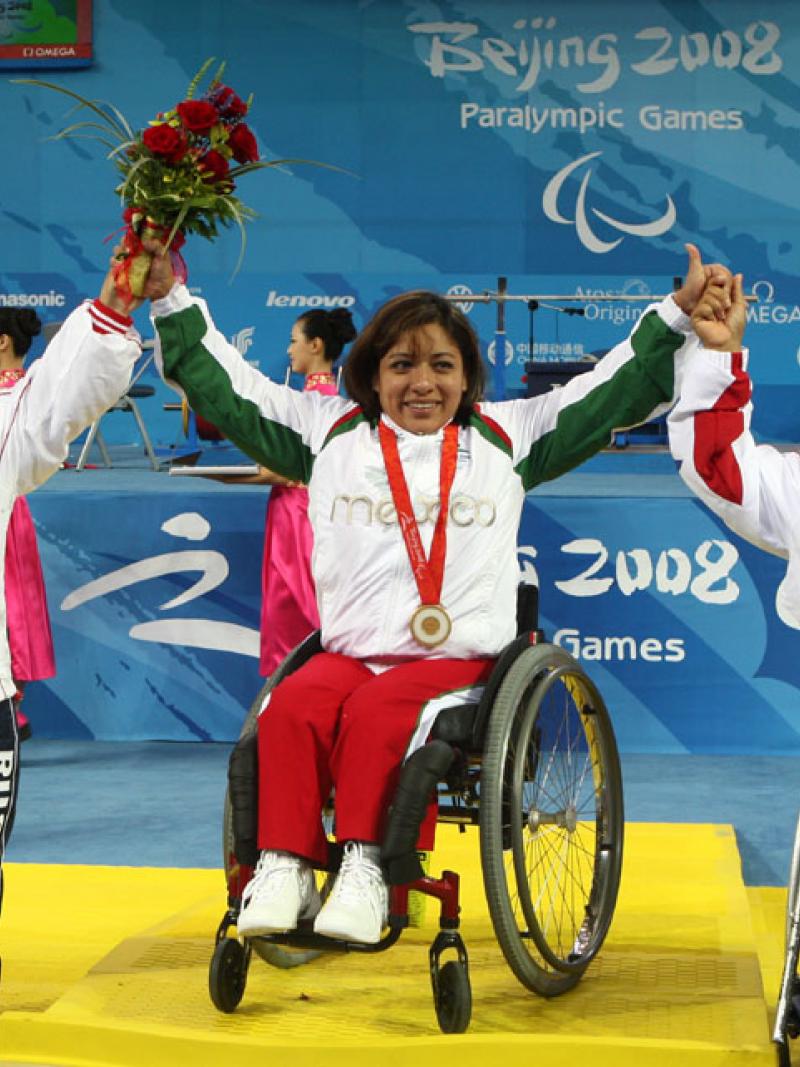 Amalia Perez celebrating victory