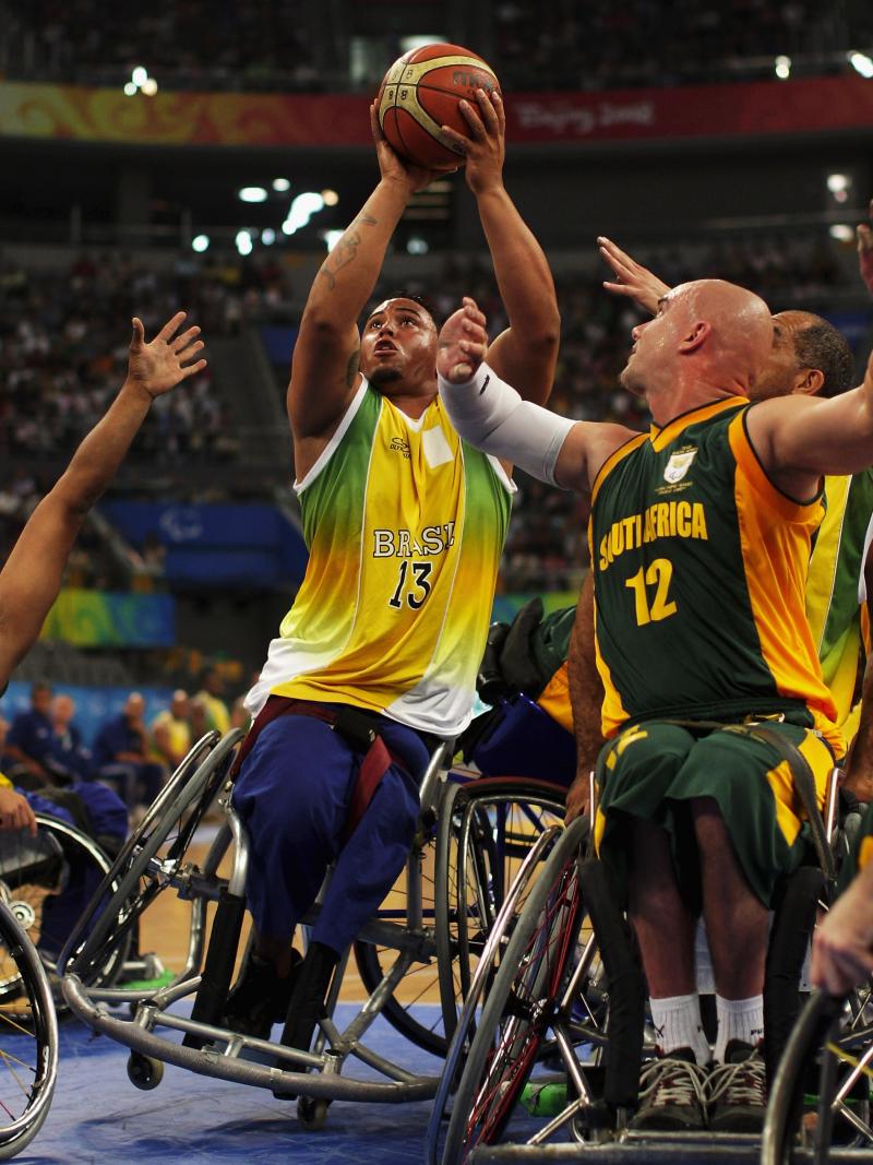 Athletes Practicing Wheelchair Basketball