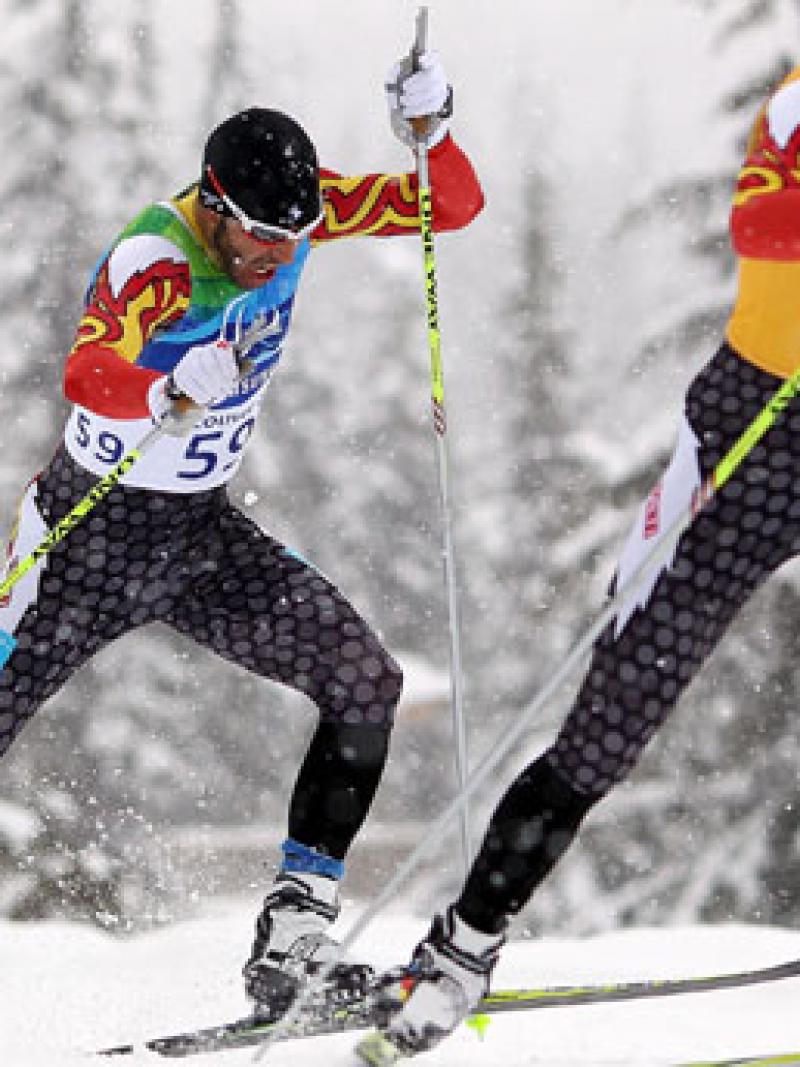 Athletes practicing Cross Country Skiing