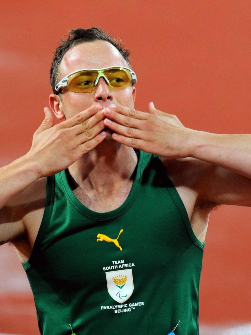 Oscar Pistorius celebrating