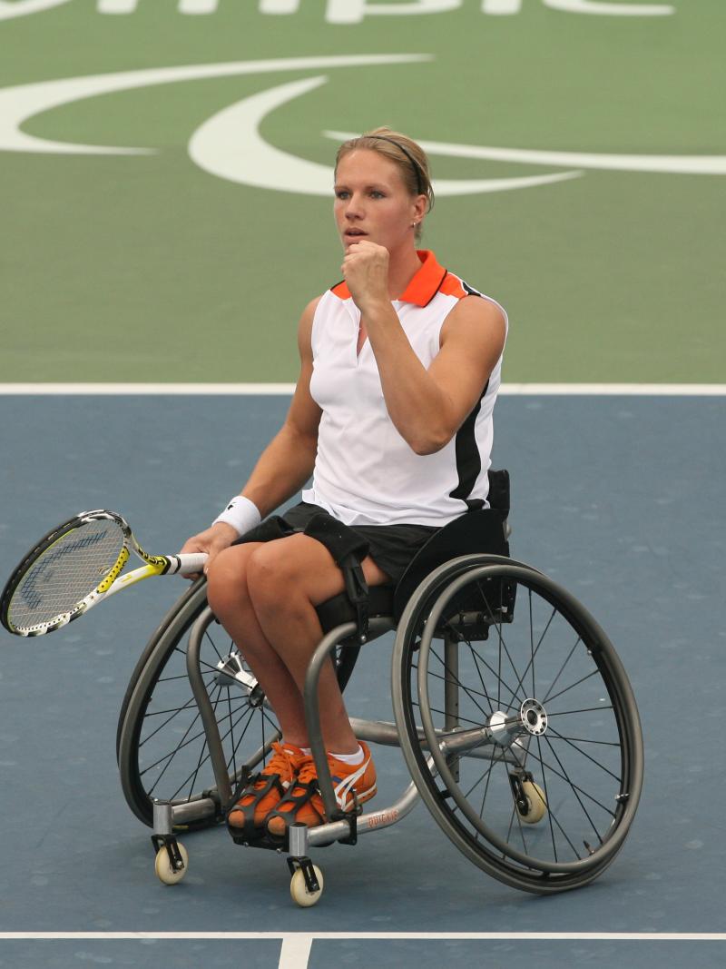 Esther Vergeer celebrating a point at the Beijing 2008 Paralympic Games