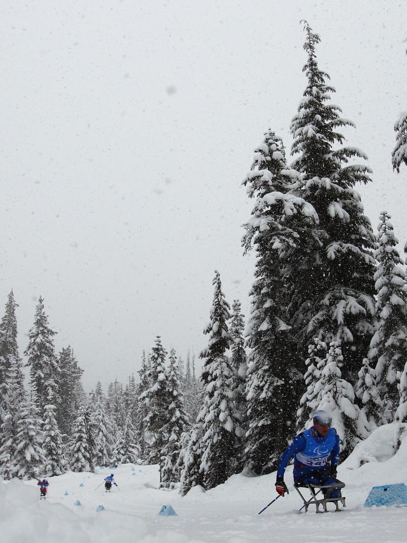 Roman Petushkov of Russia practices prior to the 2010 Vancouver Winter Paralympics