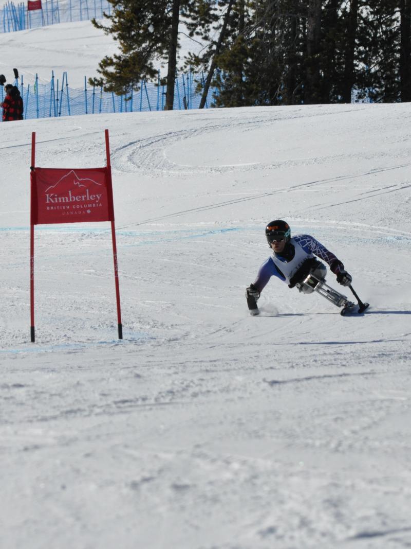USA's Tyler Walker at the IPC Alpine Skiing NORAM Cup in Kimberley, Canada