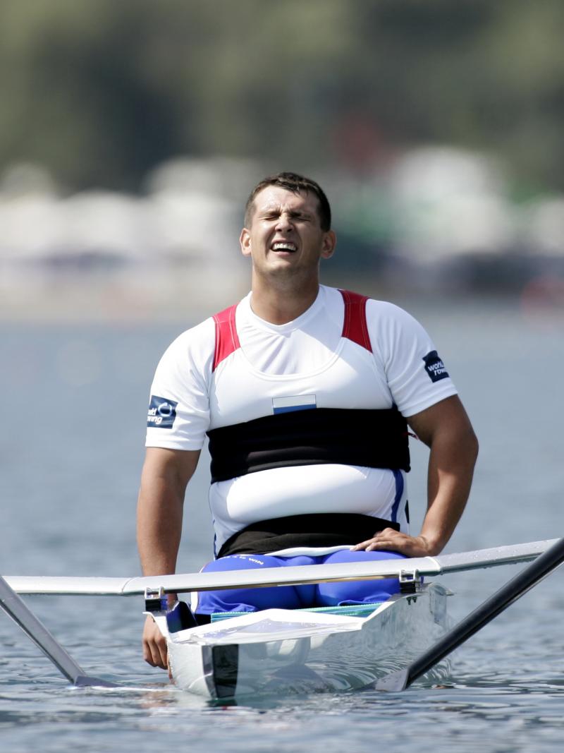 A picture of man in a boat affected by his effort