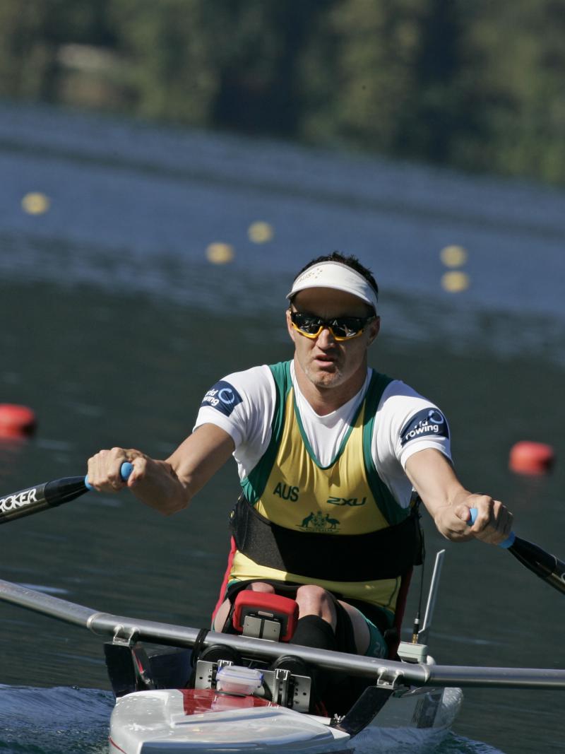 A picture of a person rowing