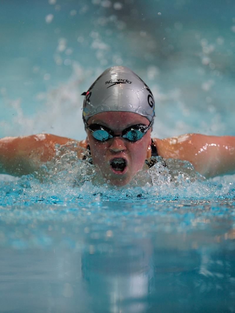 A picture of a woman swimming