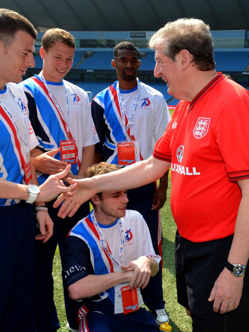 GB 7-a-side Football team meet England manager Roy Hodgson