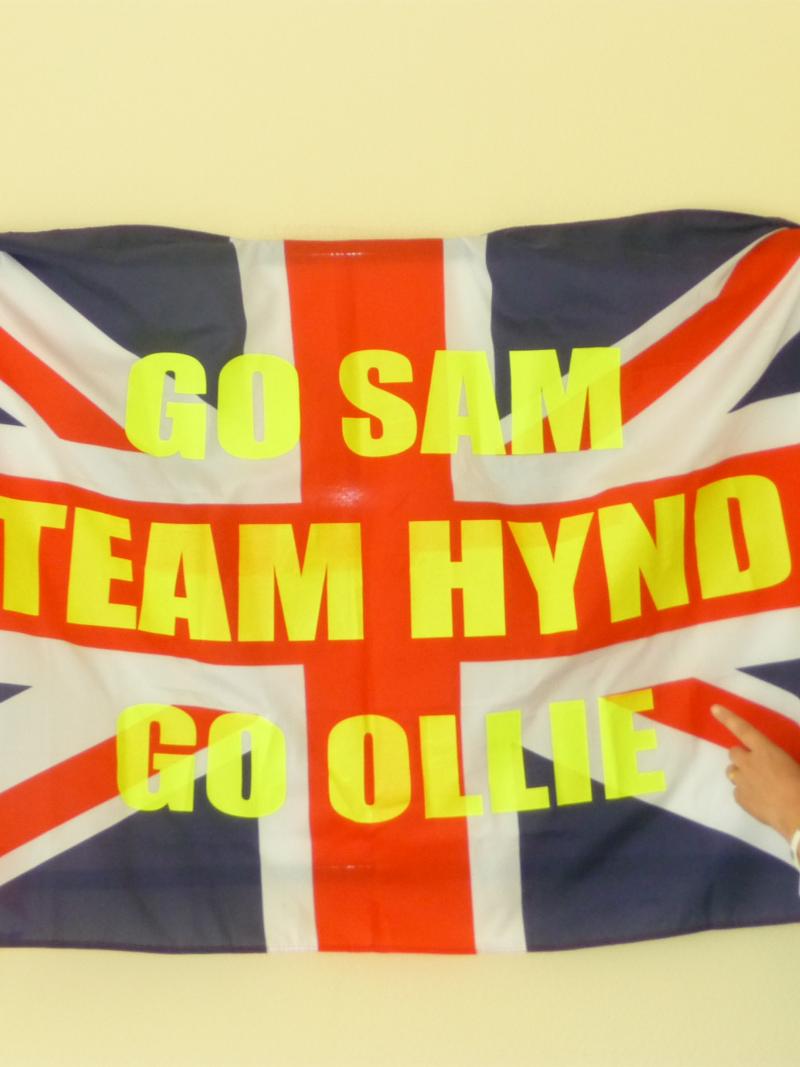 A picture of a woman showing the Great Britain flag