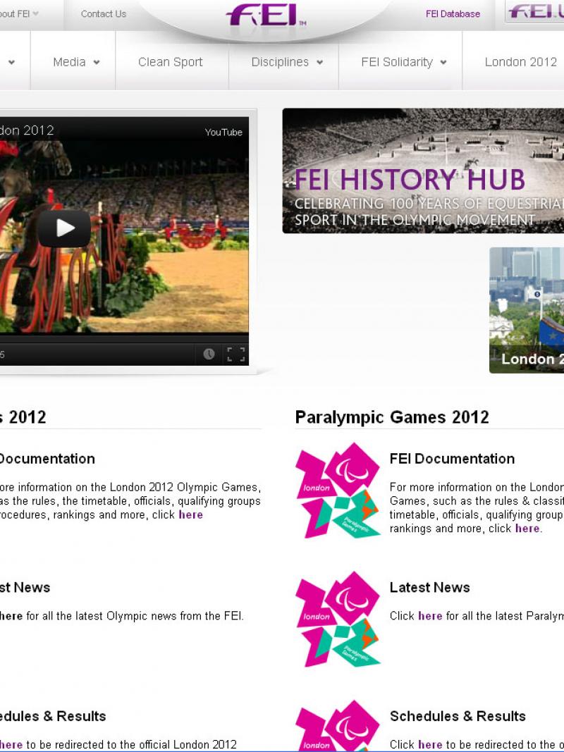 FEI Olympic and Paralympic website screenshot