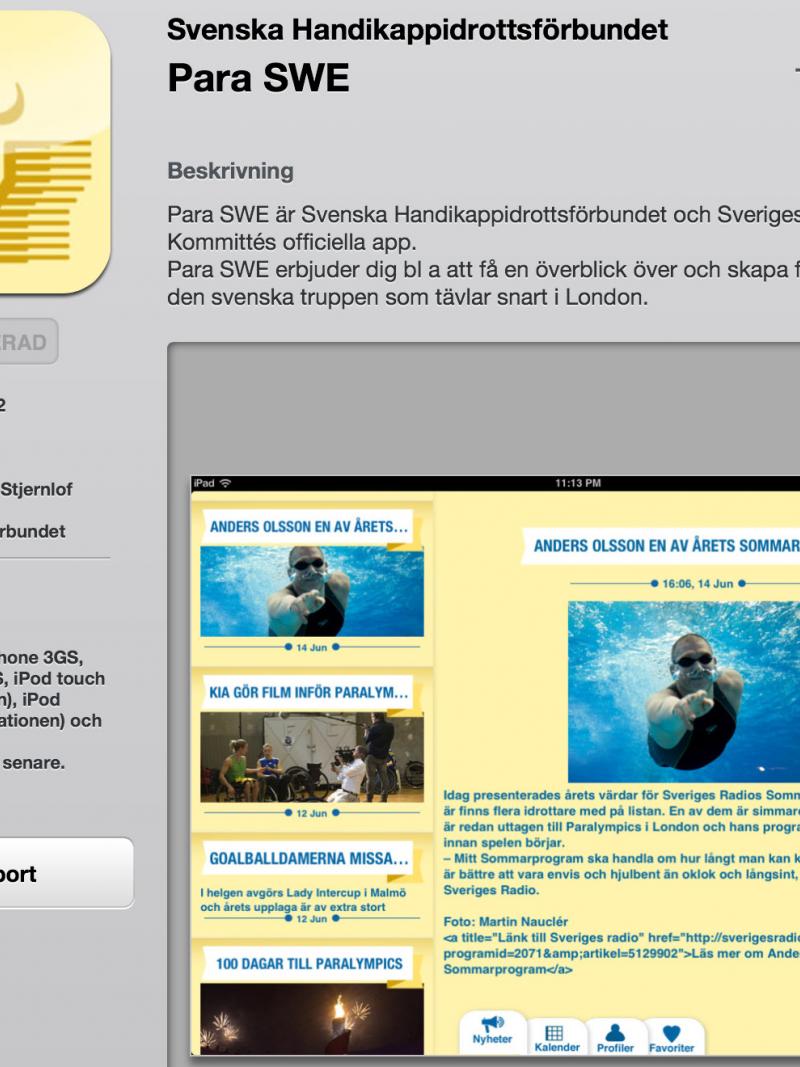 Swedish Paralympic Committee App screenshot