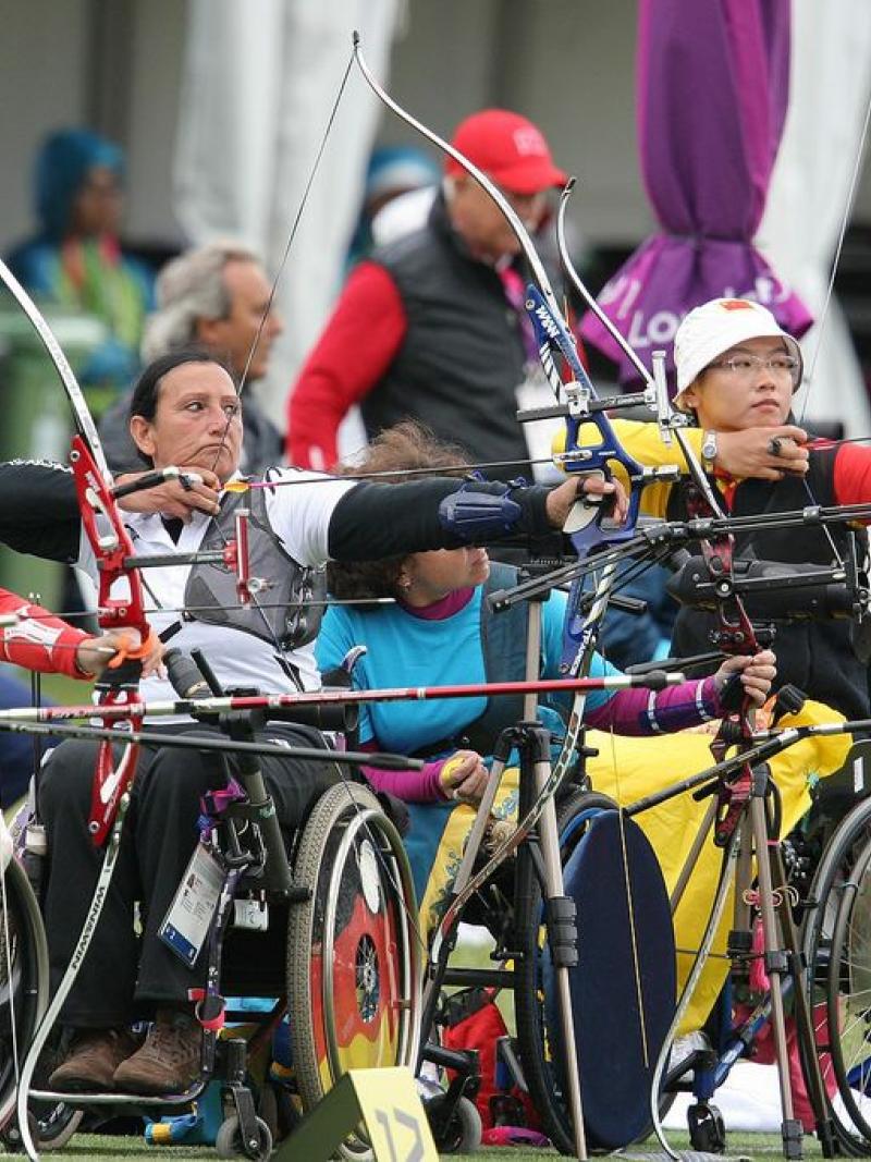 Archers compete at the London 2012 Paralympic Games