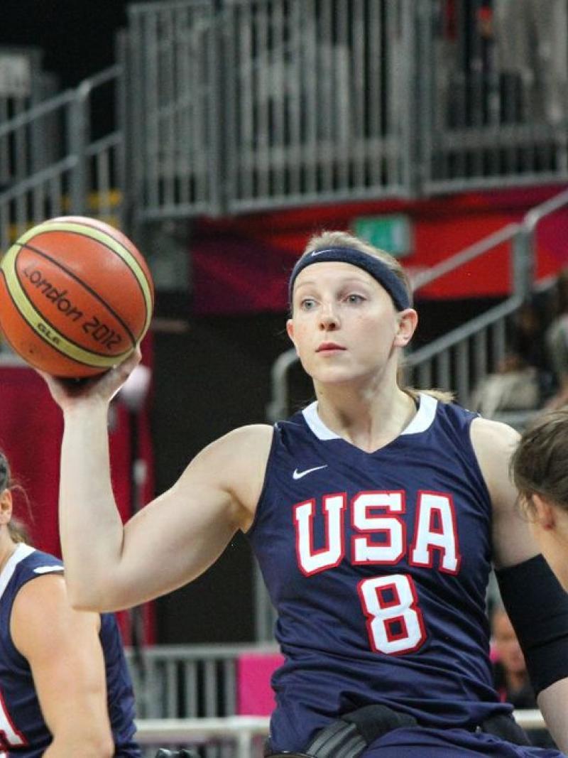 Natalie Schneider looks to pass at London 2012