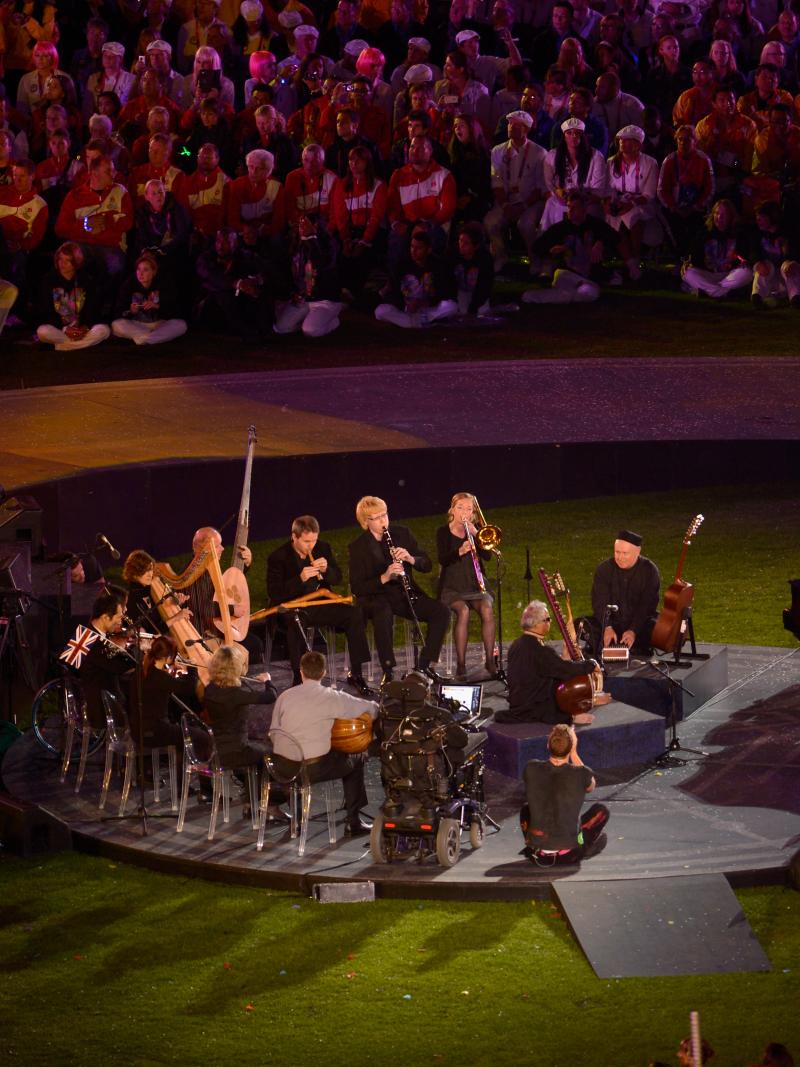 A picture of an orchestra playing