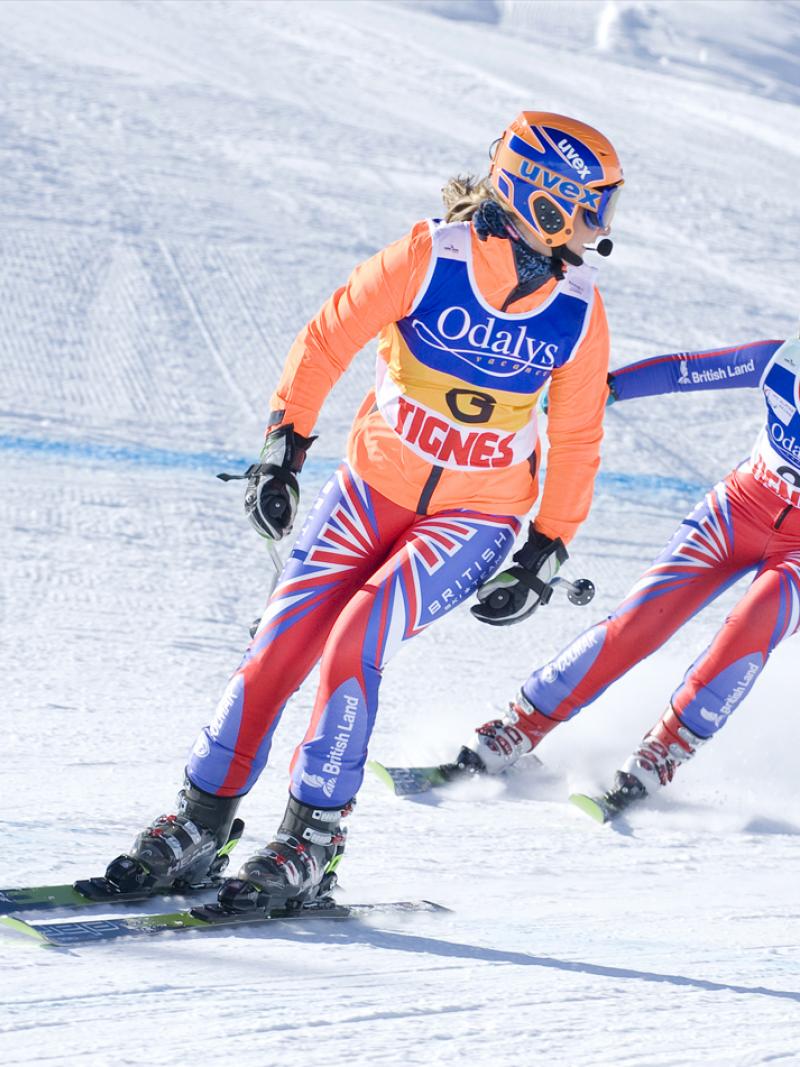 Great Britain's Kelly Gallagher with guide Charlotte Evans