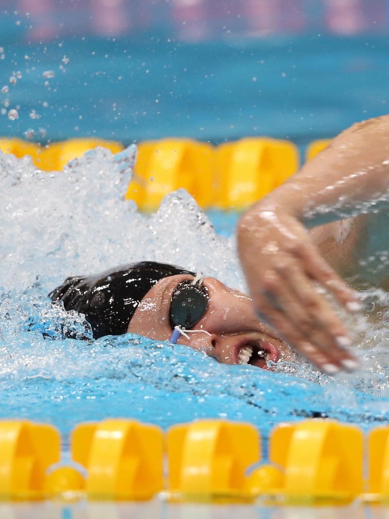 A picture of a woman swimming