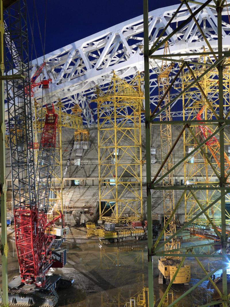 A picture of a building stadium