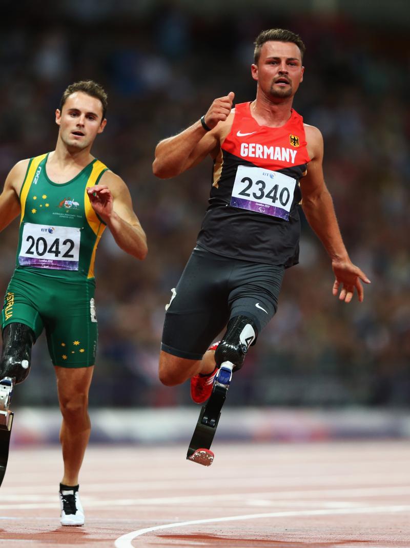 A picture of men running on a track