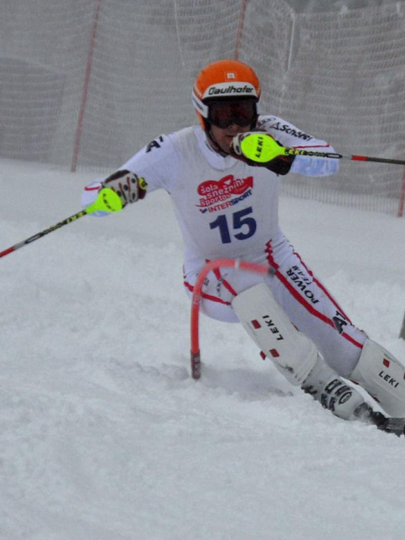 A picture of a man skiing.