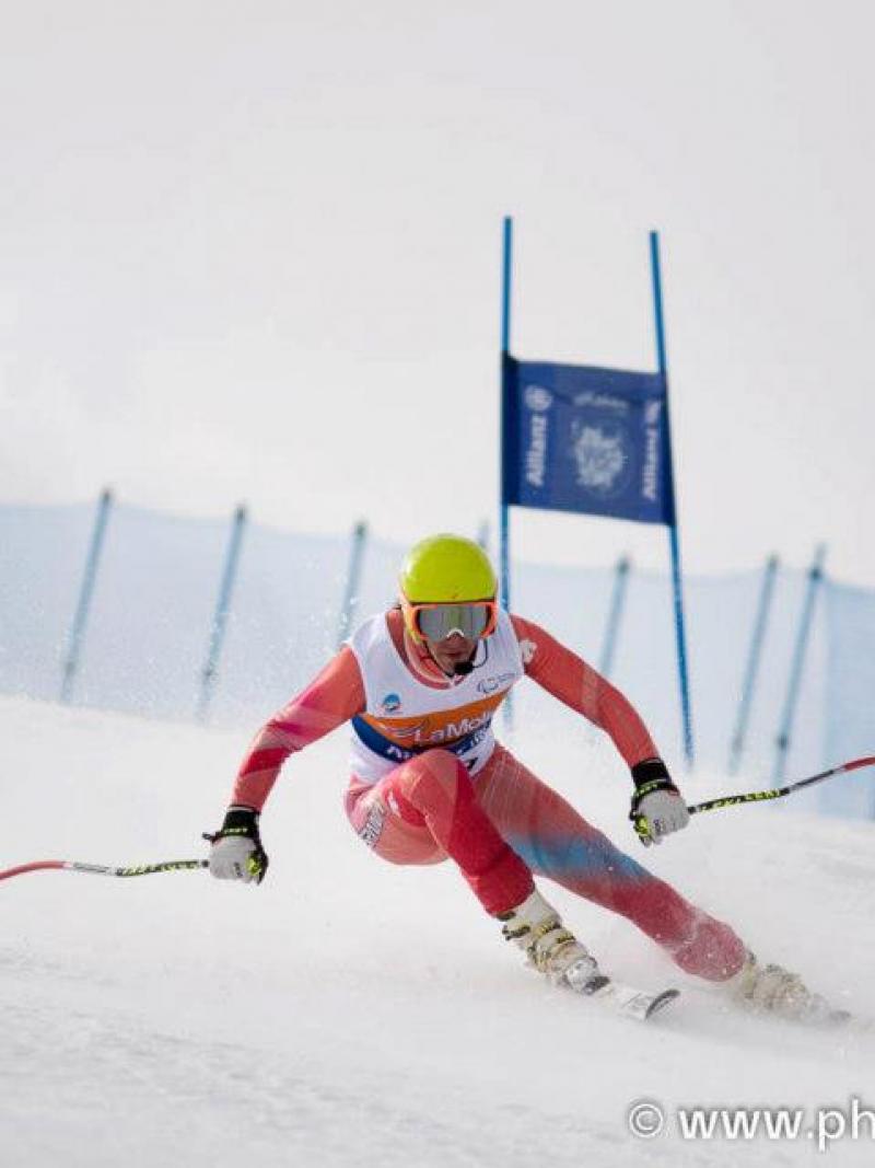 A picture of a man skiing