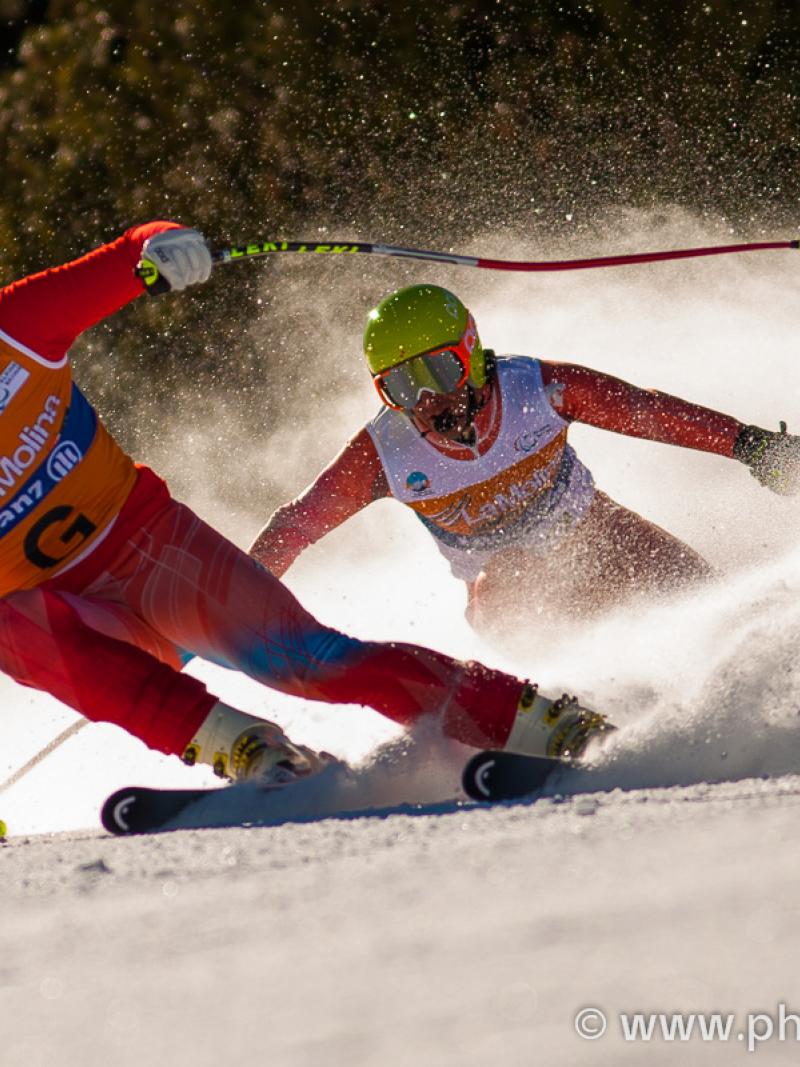 A picture of a man skiing