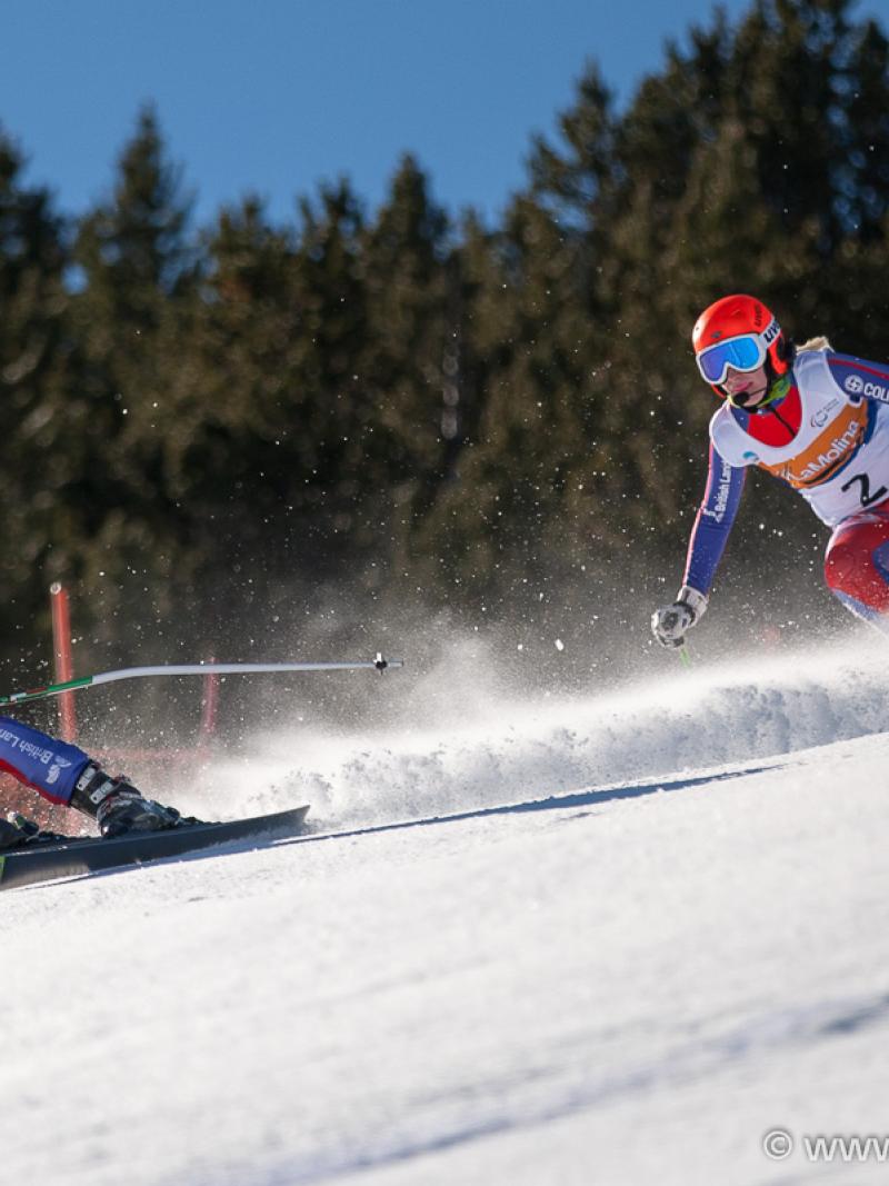 Great Britain's Kelly Gallagher and guide Charlotte Evans in action in La Molina