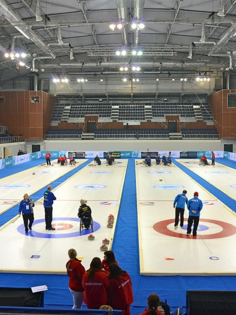 A picture of a sport arena from inside