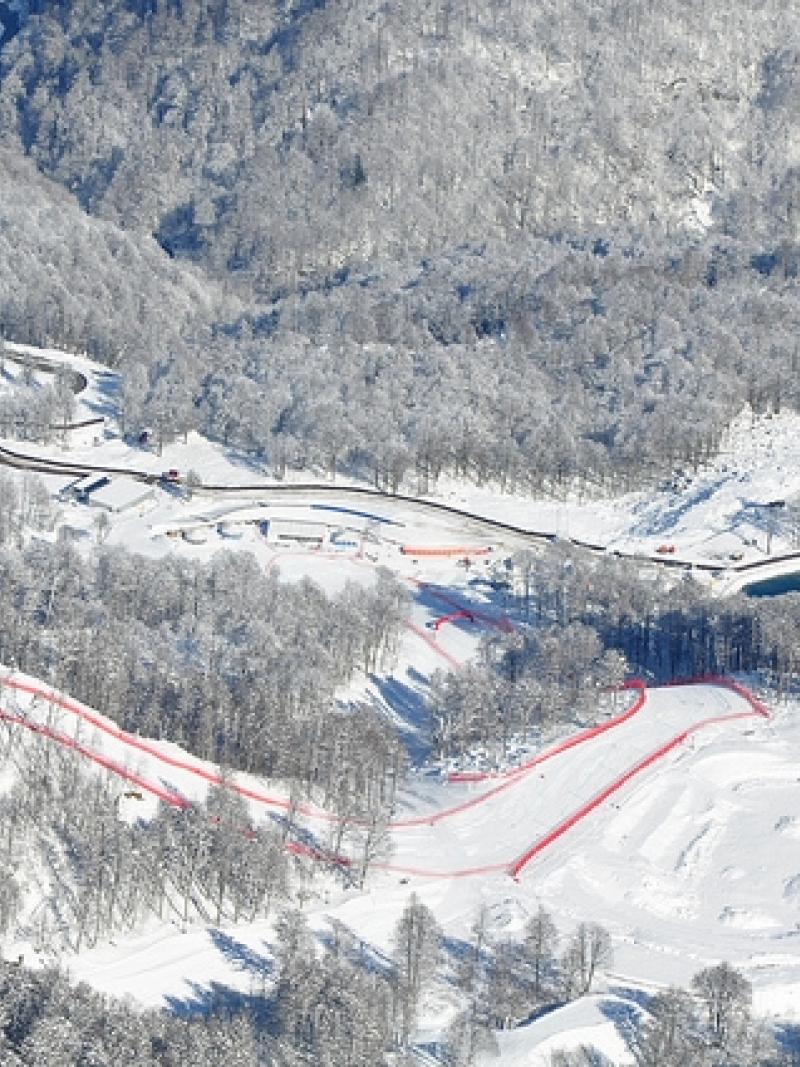 A picture of the slopes from the air